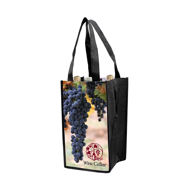 7" x 12" x 7" PET four bottle wine tote with... from ASI 37980 Bagworld