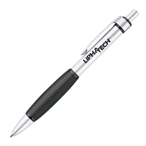Click-action ballpoint pen with an aluminum barrel and soft colored rubber... from ASI 68190 Lungsal / Lungsal