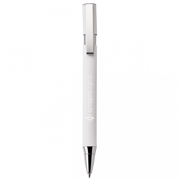 Aluminum push-action pen with oval shaped barrelPACKAGING P100 - Black suede... from ASI 88660 Spector & Co.