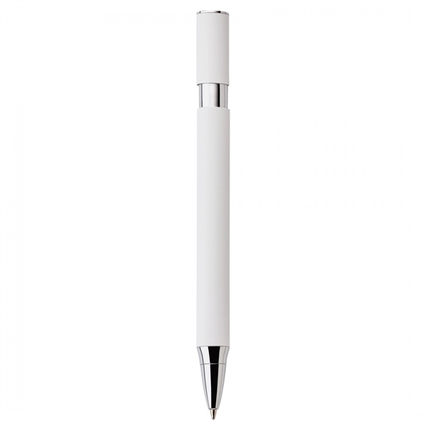 Aluminum push-action pen with oval shaped barrelPACKAGING P100 - Black suede... from ASI 88660 Spector & Co.