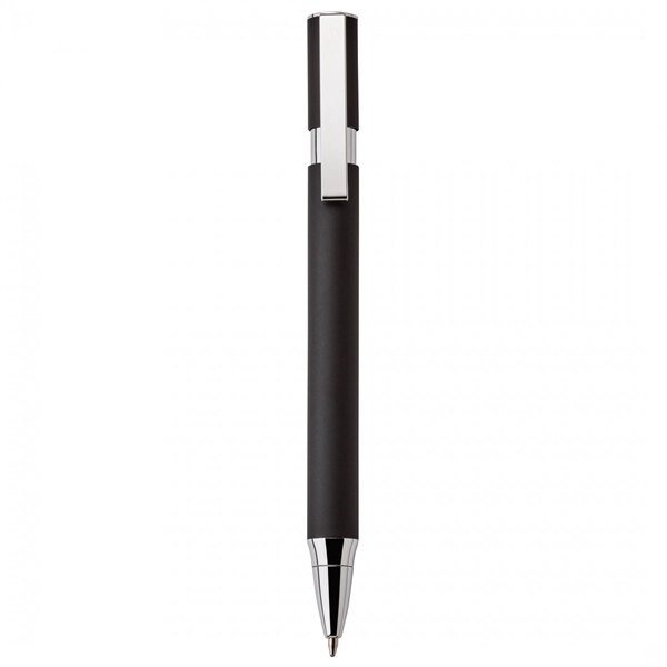 Aluminum push-action pen with oval shaped barrelPACKAGING P100 - Black suede... from ASI 88660 Spector & Co.