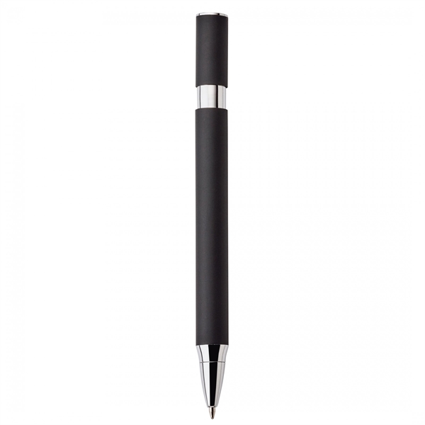 Aluminum push-action pen with oval shaped barrelPACKAGING P100 - Black suede... from ASI 88660 Spector & Co.
