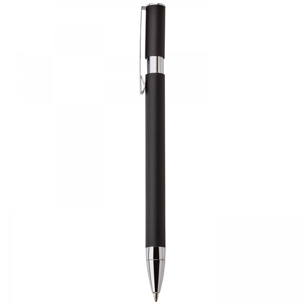 Aluminum push-action pen with oval shaped barrelPACKAGING P100 - Black suede... from ASI 88660 Spector & Co.