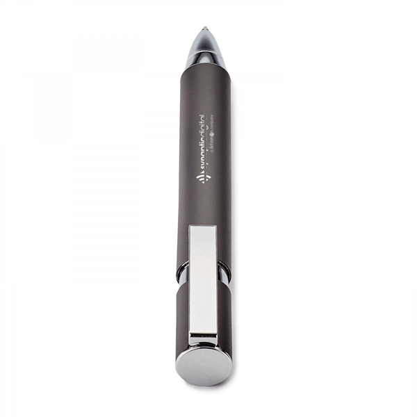 Aluminum push-action pen with oval shaped barrelPACKAGING P100 - Black suede... from ASI 88660 Spector & Co.
