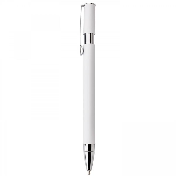 Aluminum push-action pen with oval shaped barrelPACKAGING P100 - Black suede... from ASI 88660 Spector & Co.
