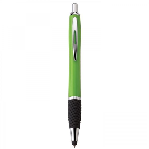 Plastic push-action pen with a soft capacitive stylus and a customized... from ASI 88660 Spector & Co.