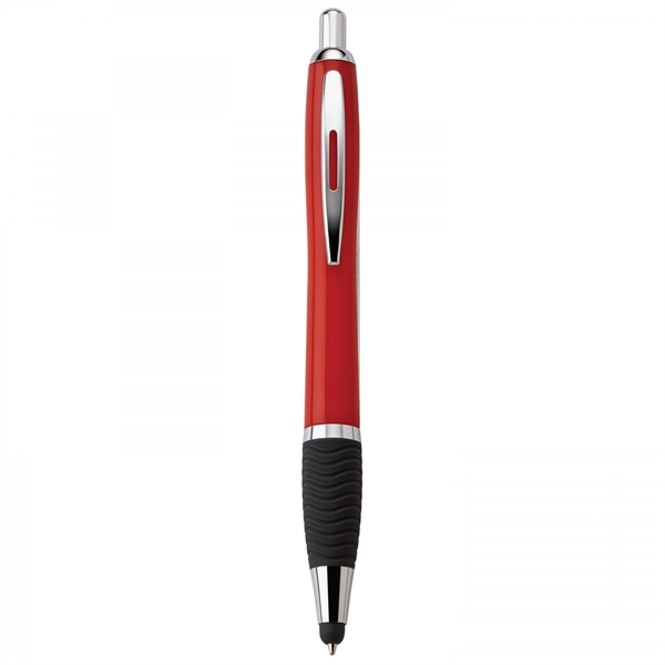 Plastic push-action pen with a soft capacitive stylus and a customized... from ASI 88660 Spector & Co.