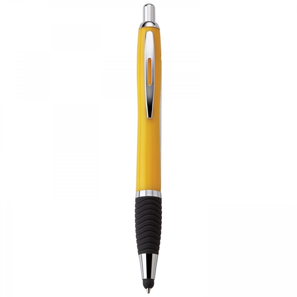 Plastic push-action pen with a soft capacitive stylus and a customized... from ASI 88660 Spector & Co.