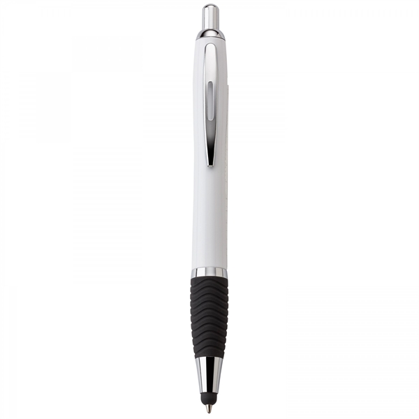 Plastic push-action pen with a soft capacitive stylus and a customized... from ASI 88660 Spector & Co.