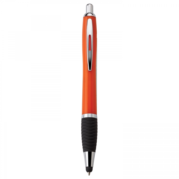 Plastic push-action pen with a soft capacitive stylus and a customized... from ASI 88660 Spector & Co.