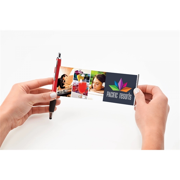 Plastic push-action pen with a soft capacitive stylus and a customized... from ASI 88660 Spector & Co.