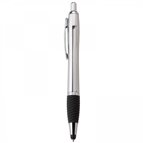 Plastic push-action pen with a soft capacitive stylus and a customized... from ASI 88660 Spector & Co.