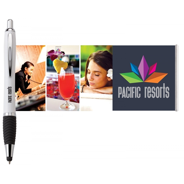Plastic push-action pen with a soft capacitive stylus and a customized... from ASI 88660 Spector & Co.