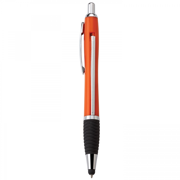 Plastic push-action pen with a soft capacitive stylus and a customized... from ASI 88660 Spector & Co.