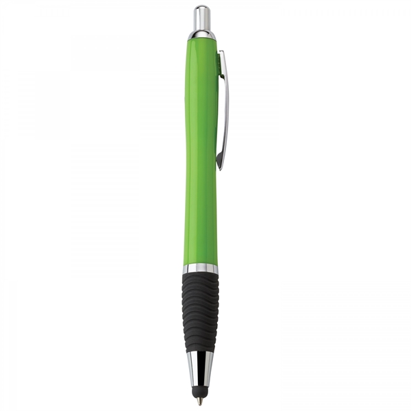 Plastic push-action pen with a soft capacitive stylus and a customized... from ASI 88660 Spector & Co.