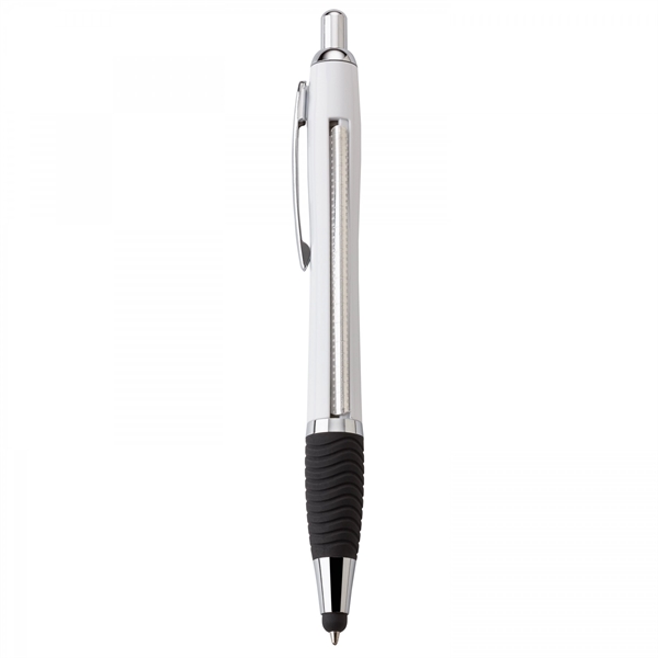Plastic push-action pen with a soft capacitive stylus and a customized... from ASI 88660 Spector & Co.
