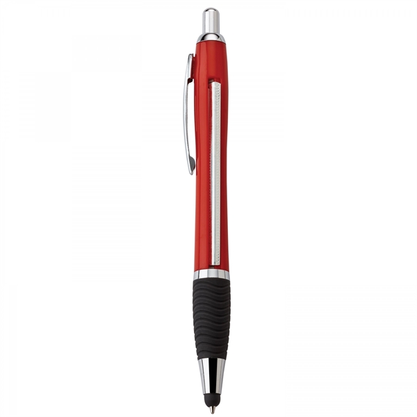 Plastic push-action pen with a soft capacitive stylus and a customized... from ASI 88660 Spector & Co.