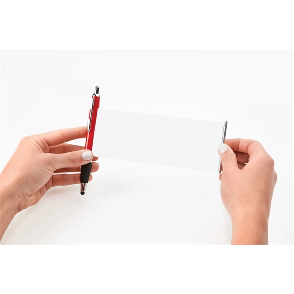 Plastic push-action pen with a soft capacitive stylus and a customized... from ASI 88660 Spector & Co.