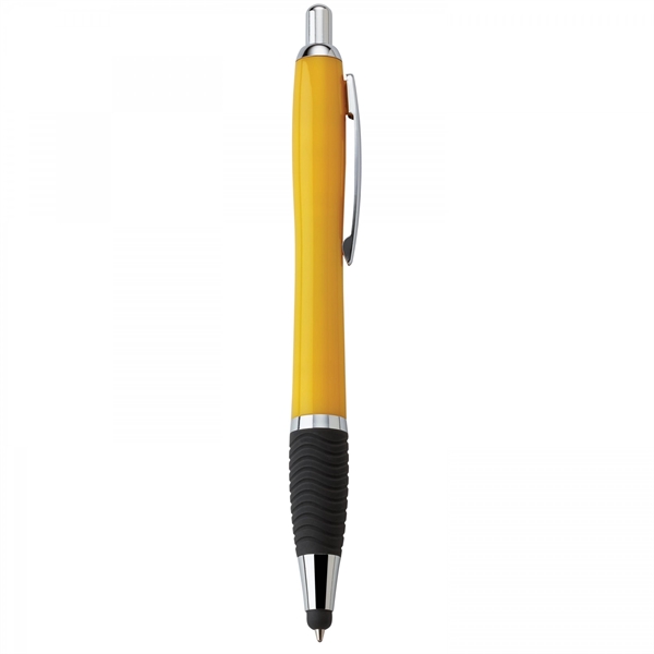 Plastic push-action pen with a soft capacitive stylus and a customized... from ASI 88660 Spector & Co.