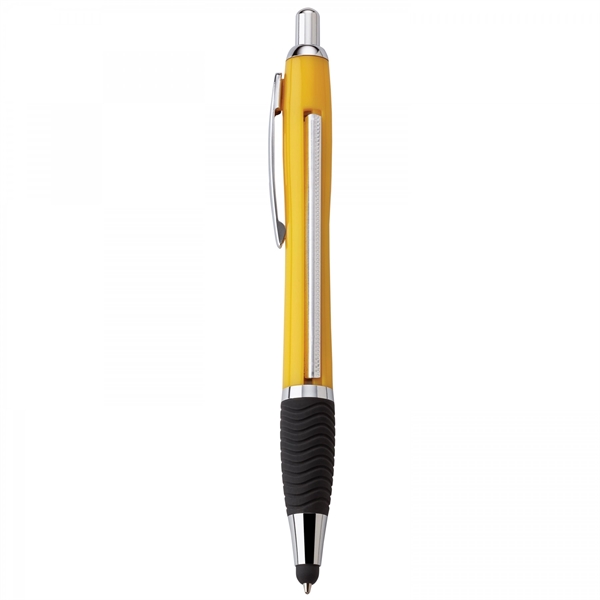 Plastic push-action pen with a soft capacitive stylus and a customized... from ASI 88660 Spector & Co.