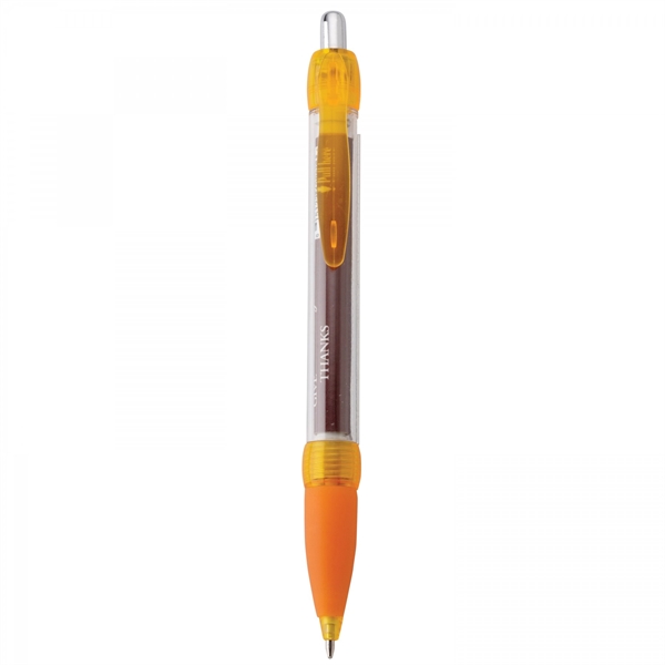 Plastic push-action pen with customized double-sided imprint on a retractable banner.... from ASI 88660 Spector & Co.