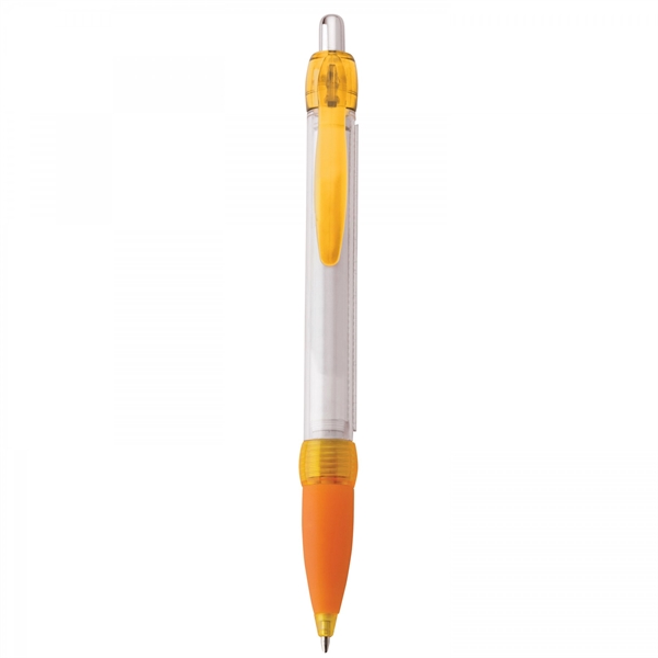 Plastic push-action pen with customized double-sided imprint on a retractable banner.... from ASI 88660 Spector & Co.