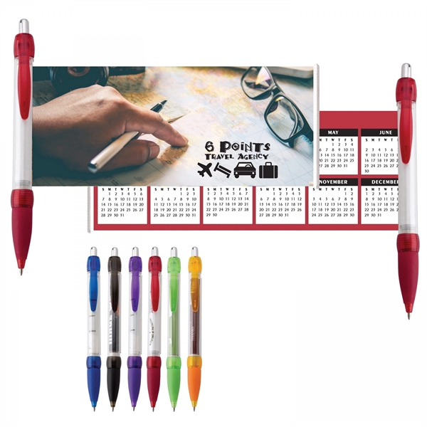 Plastic push-action pen with customized double-sided imprint on a retractable banner.... from ASI 88660 Spector & Co.