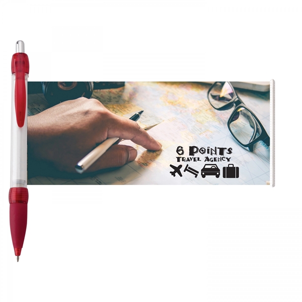 Plastic push-action pen with customized double-sided imprint on a retractable banner.... from ASI 88660 Spector & Co.