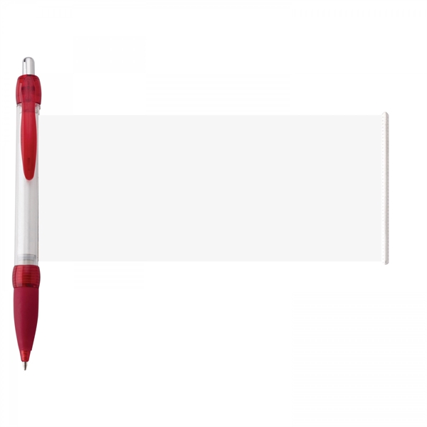 Plastic push-action pen with customized double-sided imprint on a retractable banner.... from ASI 88660 Spector & Co.