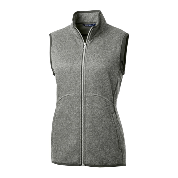 Women's vest with a full-zip, brushed fleece interior, mock collar, princess... from ASI 47965 Cutter & Buck