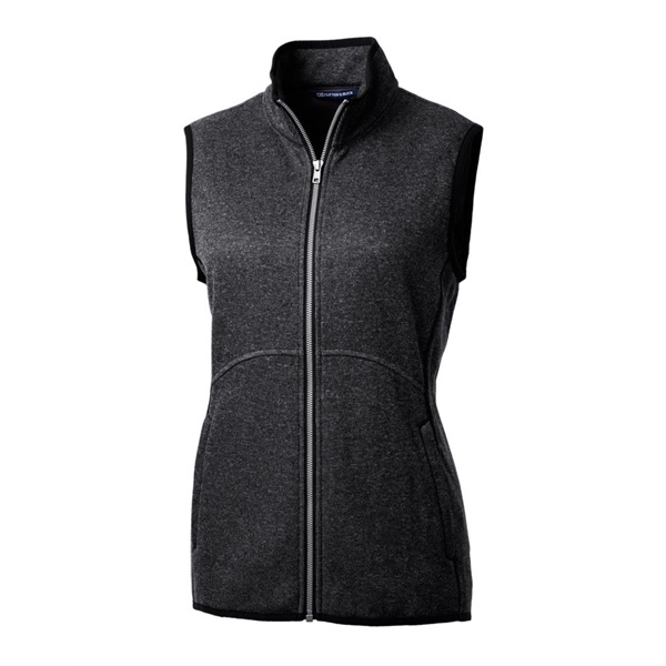 Women's vest with a full-zip, brushed fleece interior, mock collar, princess... from ASI 47965 Cutter & Buck