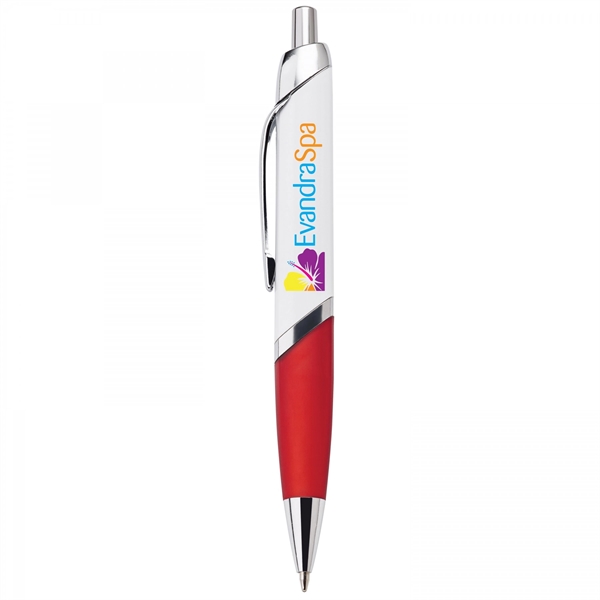 This push-action plastic ballpoint pen has a uniquely designed flat barrel,... from ASI 88660 Spector & Co.