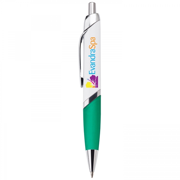 This push-action plastic ballpoint pen has a uniquely designed flat barrel,... from ASI 88660 Spector & Co.
