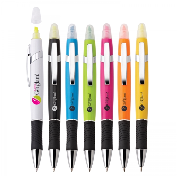 Plastic and metal twist-action pen and highlighter Highlighter colors matches finishes... from ASI 88660 Spector & Co.