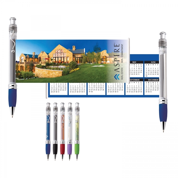 Plastic push-action pen with customized double-sided imprint on a retractable banner.... from ASI 88660 Spector & Co.