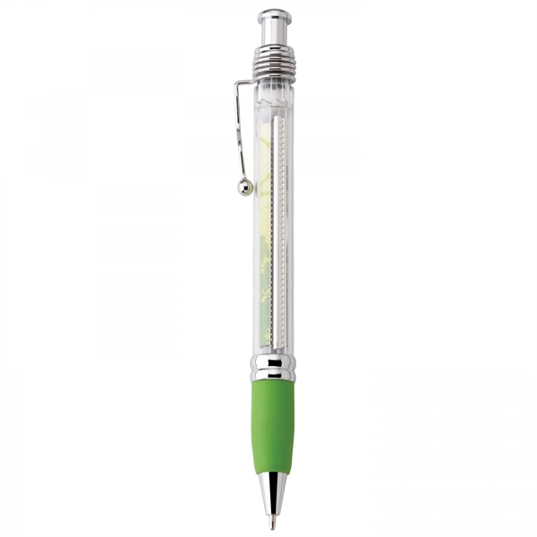 Plastic push-action pen with customized double-sided imprint on a retractable banner.... from ASI 88660 Spector & Co.