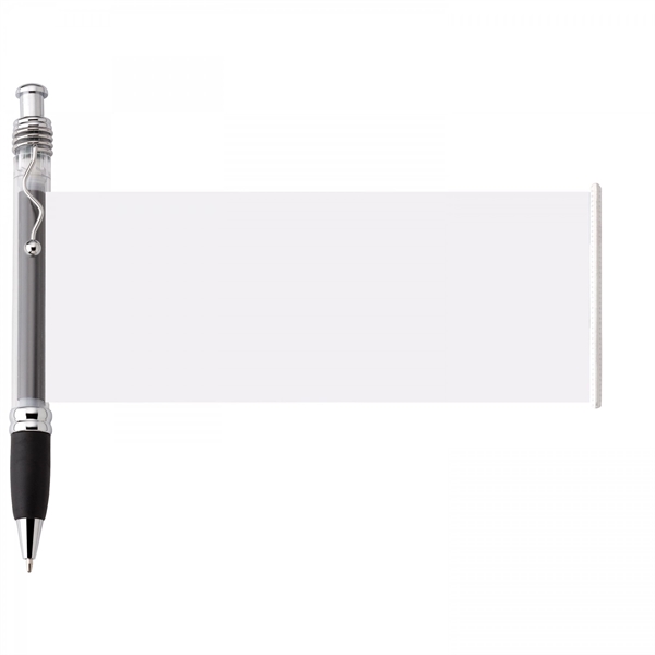 Plastic push-action pen with customized double-sided imprint on a retractable banner.... from ASI 88660 Spector & Co.