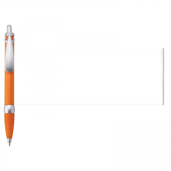 Plastic push-action pen with customized double-sided imprint on a retractable banner.... from ASI 88660 Spector & Co.