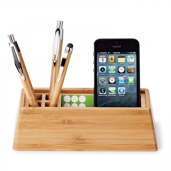 Bamboo desktop organizer Holds writing instruments, smartphones, business cards, etc. accessories... from ASI 88660 Spector & Co.