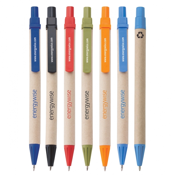 Paper push-action pen with cornstarch trim and recycled symbol on upper... from ASI 88660 Spector & Co.