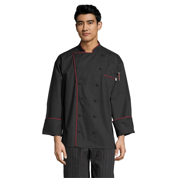 Uncommon Threads Unisex Murano Executive Chef Coat - Black... from ASI 86018 Scrub Authority / Uniform Stores