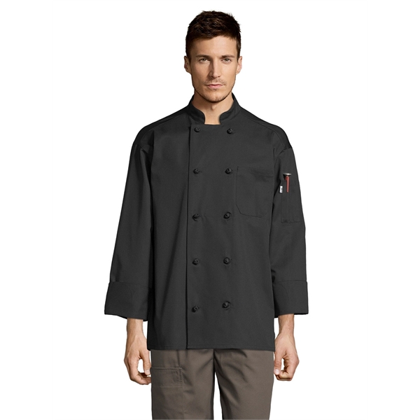 Uncommon Threads Unisex Classic Knot Pro Vent Chef Coat - Black... from ASI 86018 Scrub Authority / Uniform Stores