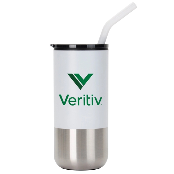 16 oz. Tumbler w/ Stainless Steel Straw & Plastic Liner... from ASI 71685 Midnite Snax® / Promo Revolution