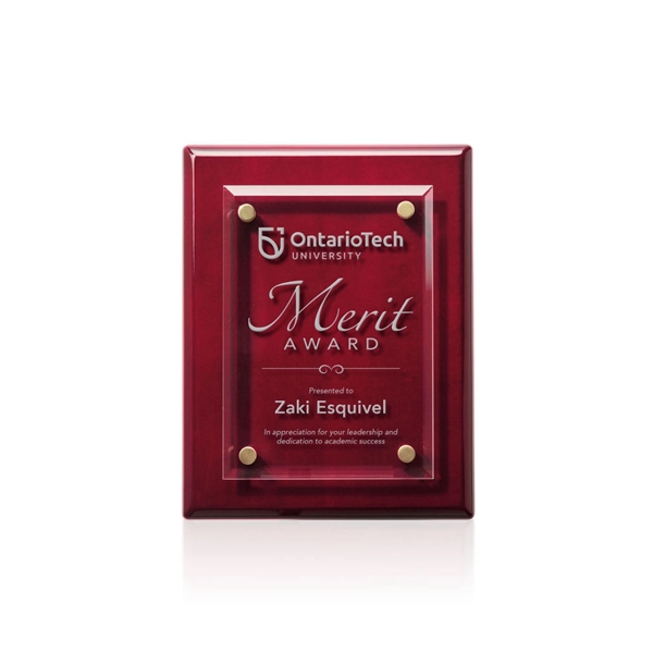 Starfire crystal plaque on highly polished rosewood piano finished backing.... from ASI 84592 St Regis Group / St Regis