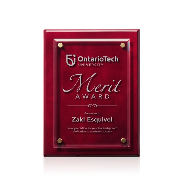 Starfire crystal plaque on highly polished rosewood piano finished backing.... from ASI 84592 St Regis Group / St Regis