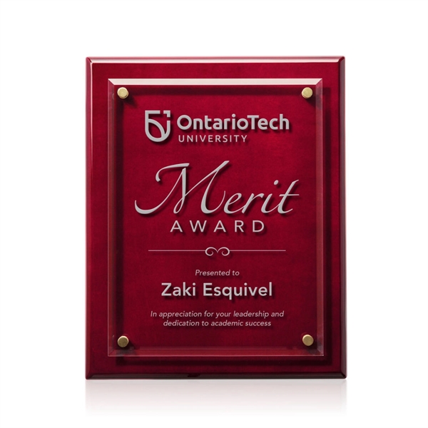 Starfire crystal plaque on highly polished rosewood piano finished backing.... from ASI 84592 St Regis Group / St Regis