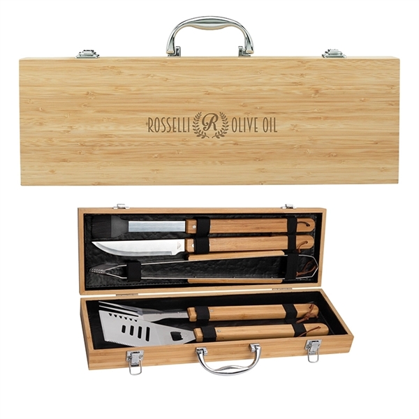 Cleveland 5 Piece Bamboo BBQ Set... from ASI 67866 Logomark/Valumark