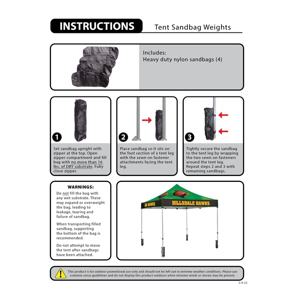 Nylon Sandbag weight with Hook and Loop Fastener system.... from ASI 80228 Quinn