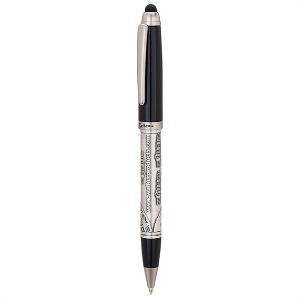 Ballpoint pen that features a custom-molded barrel, twist action mechanism and... from ASI 67866 Logomark/Valumark