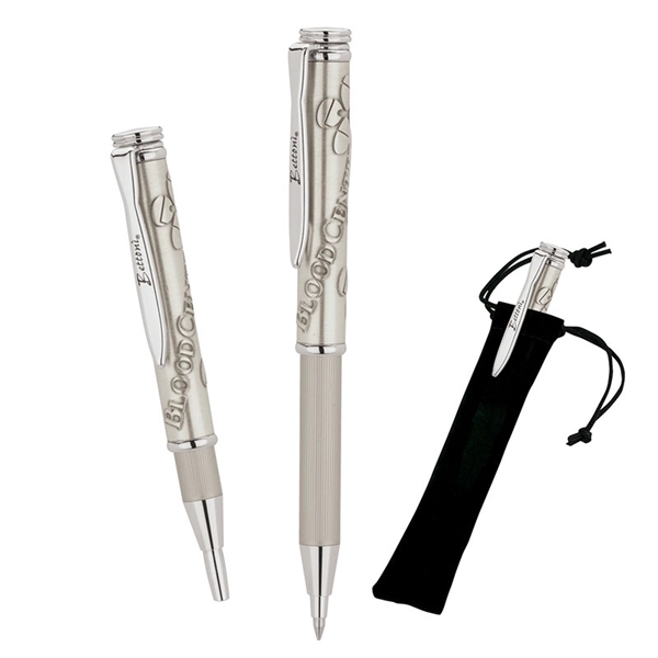 Telescoping ballpoint pen with etched barrel and antique sculptured cap.... from ASI 67866 Logomark/Valumark